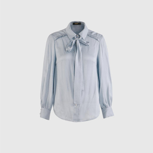 肩捏遮袖松紧长袖衬衣 商品图0