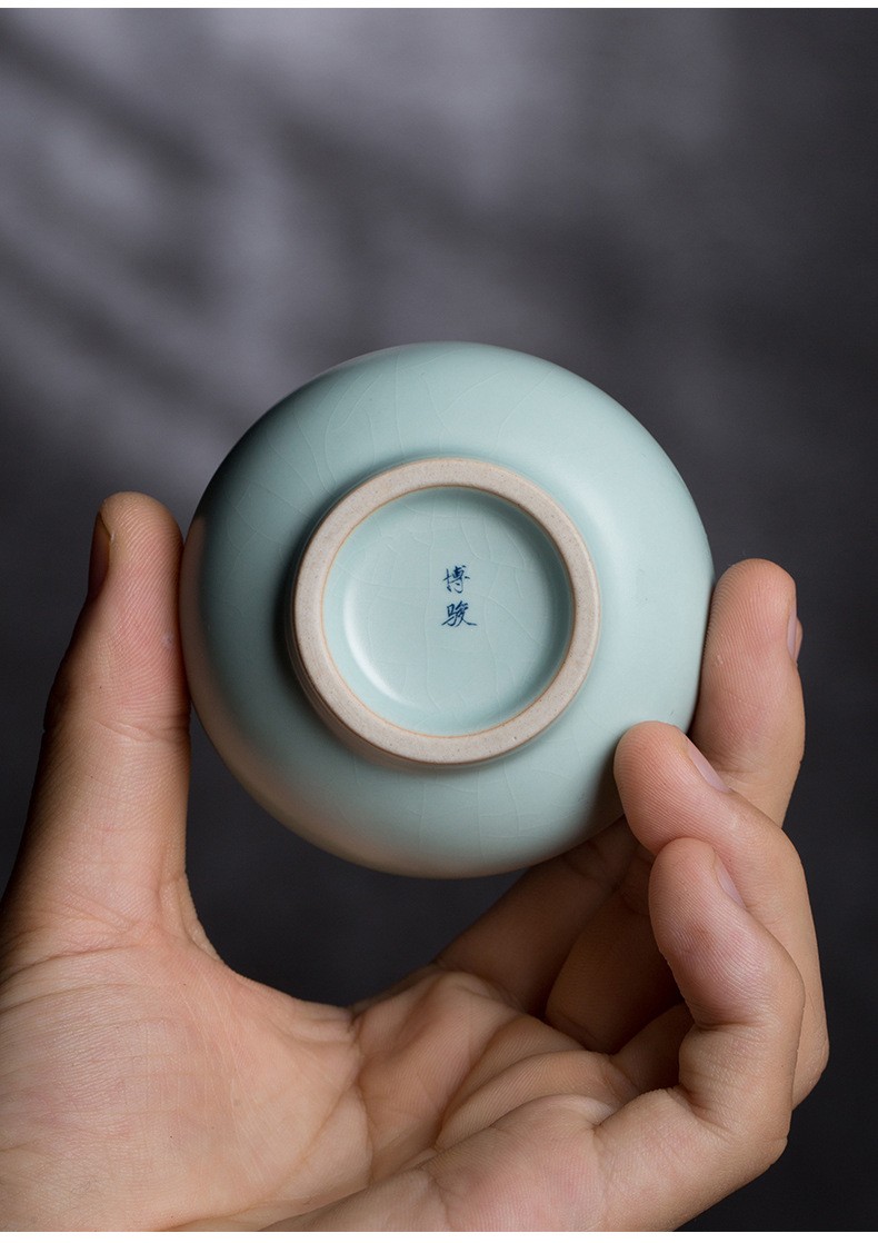 博俊龙泉青瓷粉青开片手作品茗杯