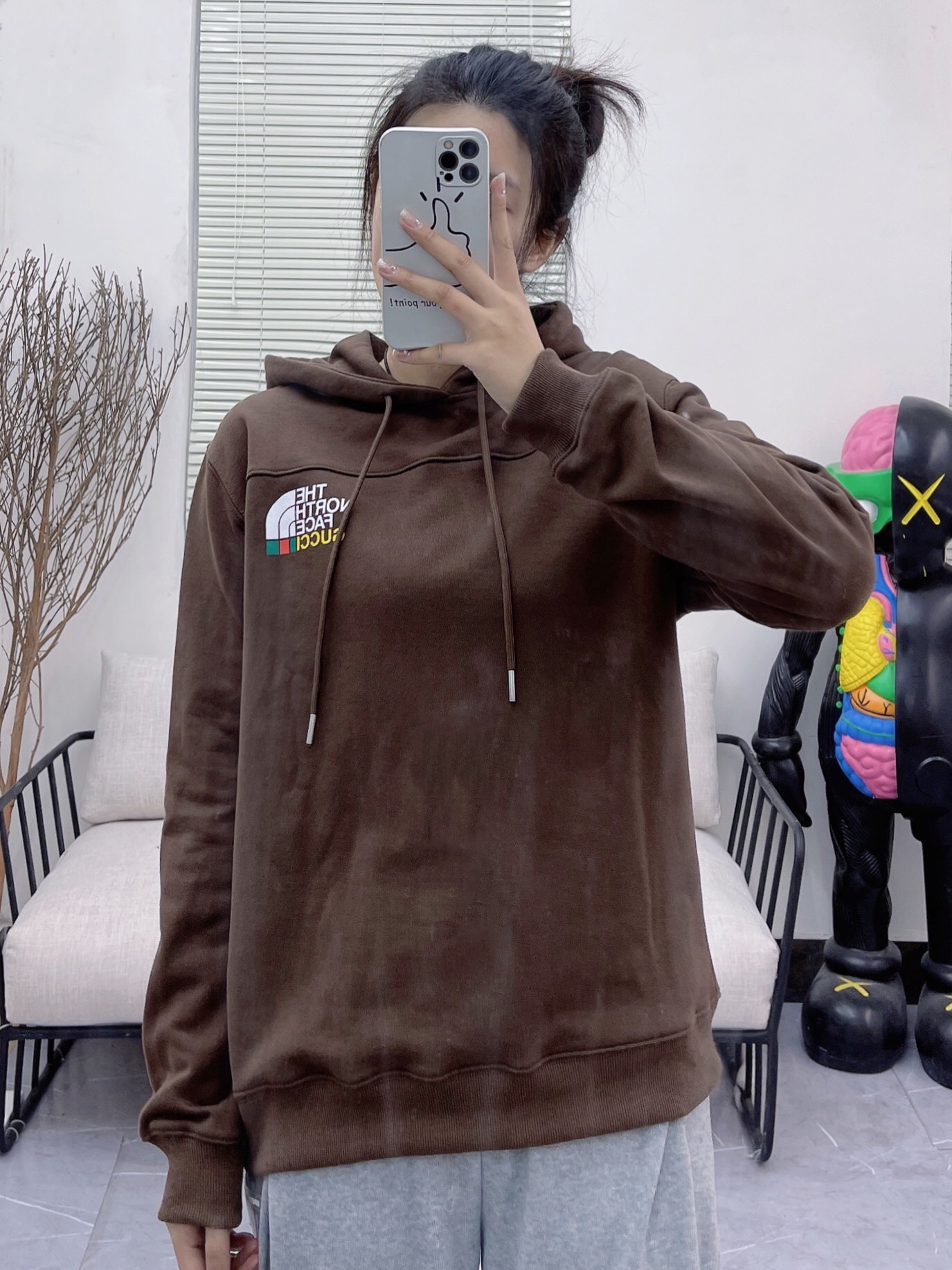 跨年售后 北面古驰联名后背烫画男女连帽卫衣 sy 211409