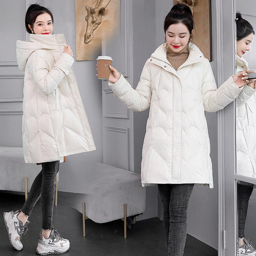 冬装爱心走线小A版型连帽中长款休闲简约 HR-WC218889 商品图4