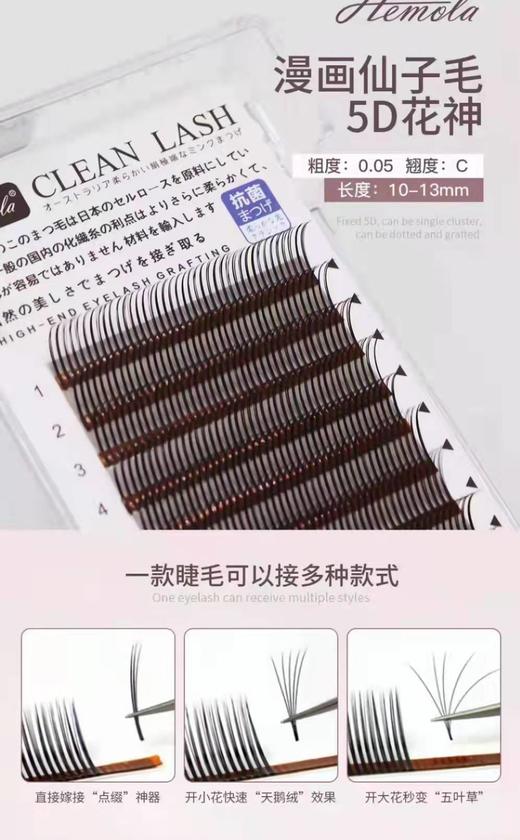 0.05C翘5D花神漫画款睫毛4款可选（可开花）5根圆毛组合成 商品图1