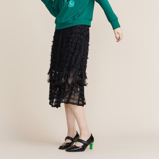 MIIDII谜底2022春新款高订晚礼裙复古时髦蕾丝长半身裙221GB0130 商品图3