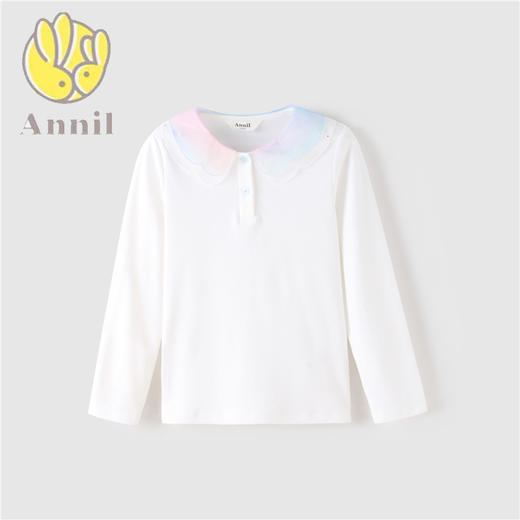安奈儿女童翻领长袖针织衫ag211631 商品图0