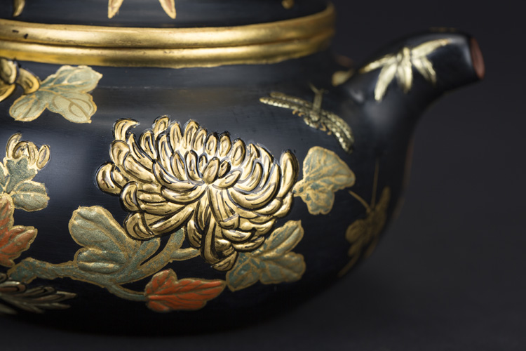 施梦佳仿古·黑漆描金紫砂壶