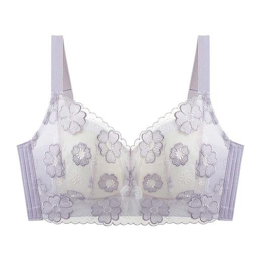 梦芭蒂刺绣乳胶内衣女大胸显小薄款文胸全罩杯收副乳胸罩静影依姝 商品图1