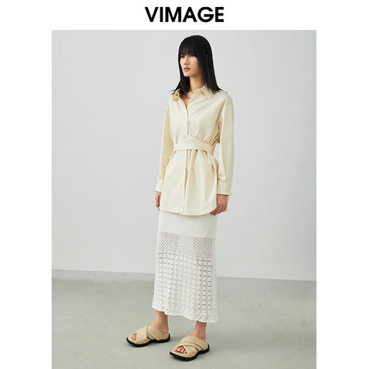 VIMAGE纬漫纪春季新款时尚包臀过膝镂空针织半身裙女半裙V1701303 商品图1