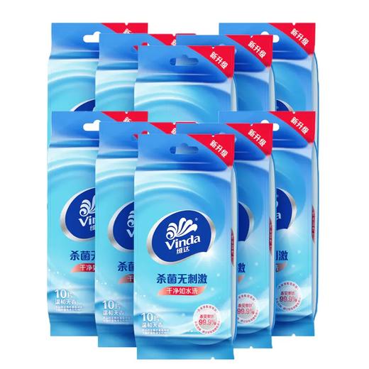 维达湿巾成人湿纸巾10包100片 便携式去菌消毒卫生湿巾（温和无香） 商品图1