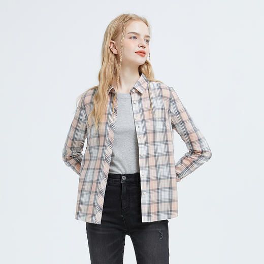 ELAND衣恋2022新款法式系带甜美设计感小众格子长袖衬衫女 商品图4