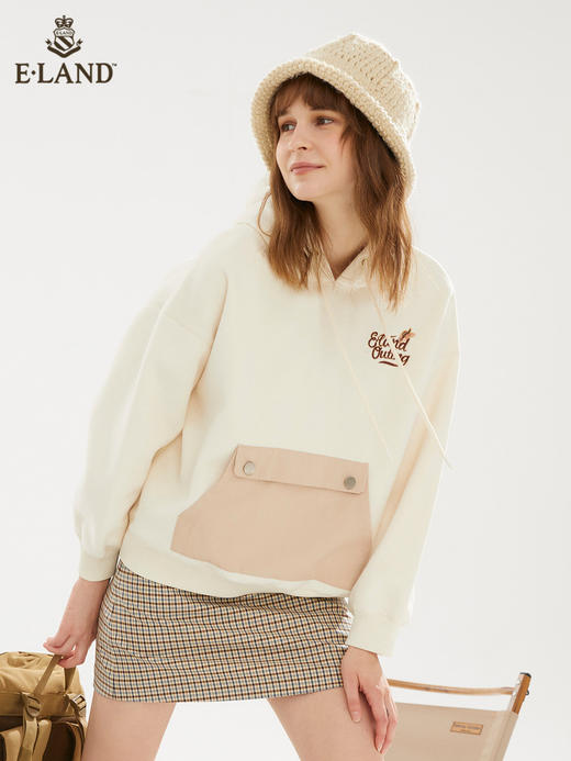 ELAND衣恋2022新款温柔短款小个子连帽加绒加厚宽松卫衣女EEMTB4VC2M 商品图0