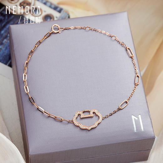 如意系列玫瑰18K金钻石镂空满钻如意手链KB223201 商品图6