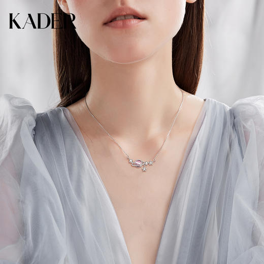 卡蒂罗KADER 造梦星球项链 玻璃猫眼气质锁骨链 白金色个性百搭 星辰大海 项链 女款 商品图2