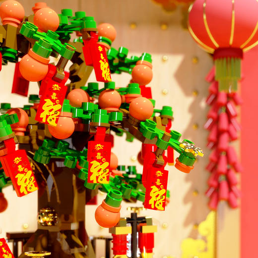 元宵好礼｜发财树/舞狮贺岁积木音乐盒 旋转灯光 兼容乐高 节日礼物 送礼必备 商品图6