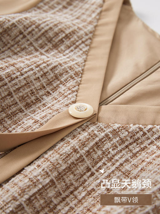 【69元福袋，不支持退换】熙世界小香风粗花呢连衣裙女2025春新款名媛气质V领假两件裙子 商品图2