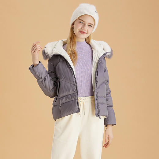 ELAND衣恋2022新款洋气短款小个子连帽面包服羽绒服外套女EEJDB4TC3C 商品图4