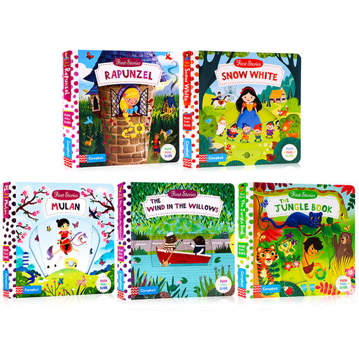 First Stories Busy系列5册童话篇 英文原版绘本 Snow White 白雪公主 Mulan 花木兰 长发公主 幼儿经典童话启蒙机关操作纸板书 商品图3