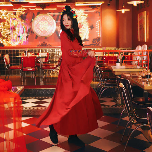 起舞清影绣花百褶连衣裙 | 杨丽萍老师同款 | 长袖短袖款 | 少量现货 | 加急发 商品图6