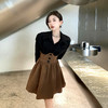法式复古赫本风轻熟气质御姐穿搭黑色衬衫高腰半身裙两件套连衣裙  HL930 商品缩略图1