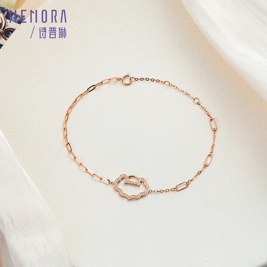 如意系列玫瑰18K金钻石镂空满钻如意手链KB223201 商品图8