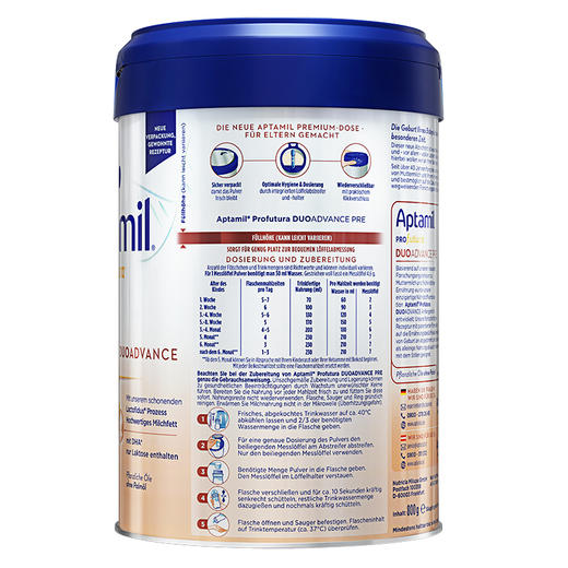 [极速送达]德国 爱他美（Aptamil）白金版婴儿配方奶粉 800g Pre段（新包装） 商品图2