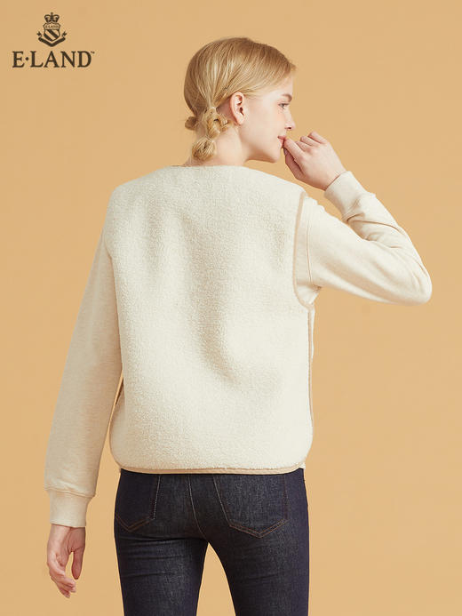 ELAND衣恋2022新款高端温柔可甜羊羔毛短款白色马甲外套女EEJHB49C1M 商品图1