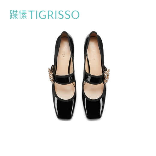 【2F】【新年礼物】蹀愫2022春新粗跟法式玛丽珍方头皮鞋单女TA32176-80 商品图3