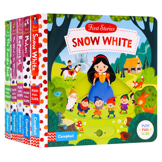 First Stories Busy系列5册童话篇 英文原版绘本 Snow White 白雪公主 Mulan 花木兰 长发公主 幼儿经典童话启蒙机关操作纸板书 商品图2