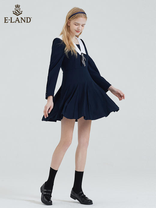 ELAND衣恋2021秋季新款海军风气质法式甜美连衣裙女EEOWB38C2C 商品图0