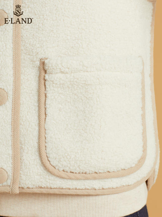 ELAND衣恋2022新款高端温柔可甜羊羔毛短款白色马甲外套女EEJHB49C1M 商品图2