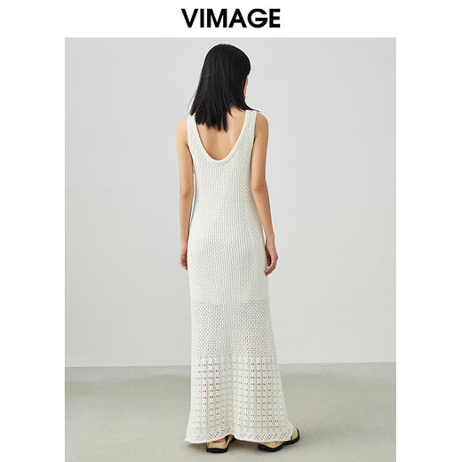 VIMAGE纬漫纪春季气质温柔显瘦镂空飞袖针织连衣裙V1701317 商品图4