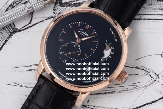 NOOB工厂最有“德味儿”的腕表———格拉苏蒂原创90偏心大日历月相，订制机芯的双跳大日历显示，日期显示的个位和十位并不在同一个日期圈上，有两个独立的显示盘，采用双模组设计 商品图6