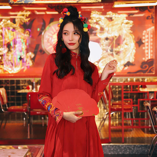 起舞清影绣花百褶连衣裙 | 杨丽萍老师同款 | 长袖短袖款 | 少量现货 | 加急发 商品图8