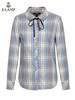 ELAND衣恋2022新款法式系带甜美设计感小众格子长袖衬衫女 商品缩略图3