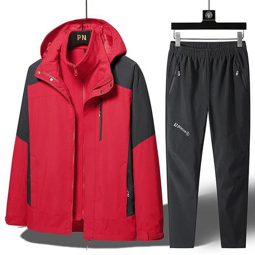 【运动服】秋冬款三合一冲锋衣加厚保暖登山服男女款户外运动套装 商品图2
