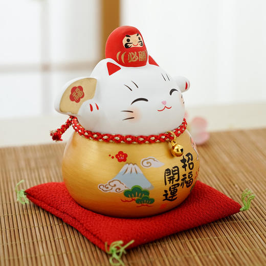 药师窑锦彩达摩招财猫福樱/福扇/福槌（小号），手工彩绘，原创设计 商品图1