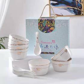 创意简约风鱼形陶瓷碗，精美包装多款可选