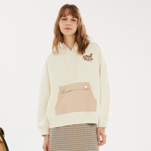 ELAND衣恋2022新款温柔短款小个子连帽加绒加厚宽松卫衣女EEMTB4VC2M 商品图4