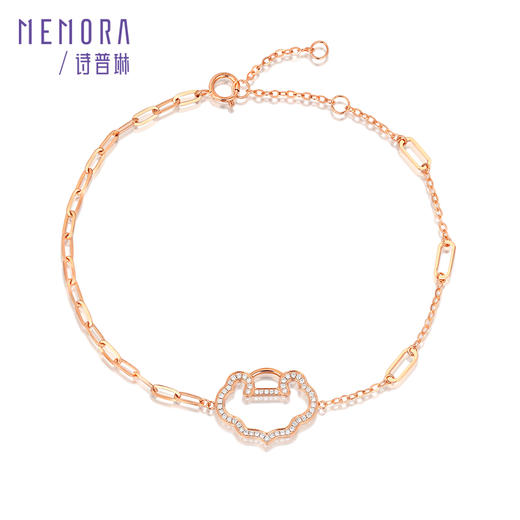 如意系列玫瑰18K金钻石镂空满钻如意手链KB223201 商品图0