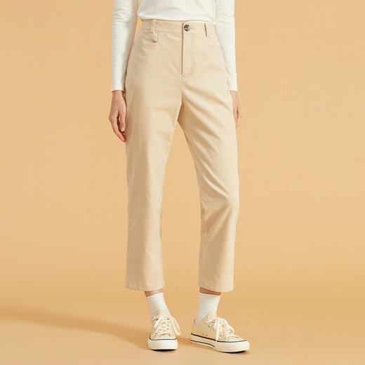 ELAND衣恋新款秋季简约宽松显瘦外穿白色休闲裤直筒裤女 商品图4