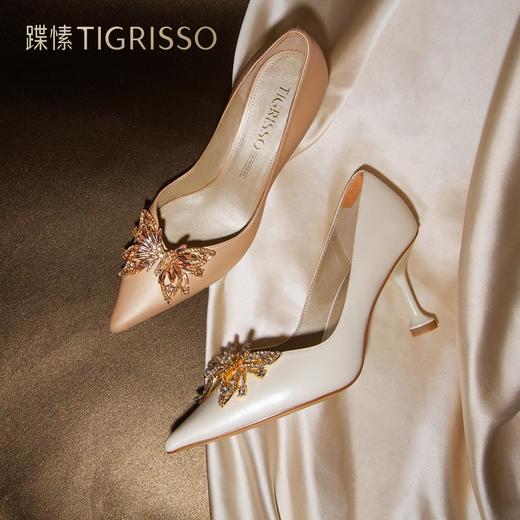 【2F】新年礼物蹀愫春新水钻蝴蝶仙女高跟尖头浅口单鞋婚鞋女TA32116-81 商品图2