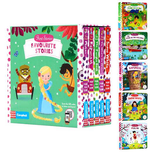 First Stories Busy系列5册童话篇 英文原版绘本 Snow White 白雪公主 Mulan 花木兰 长发公主 幼儿经典童话启蒙机关操作纸板书 商品图4