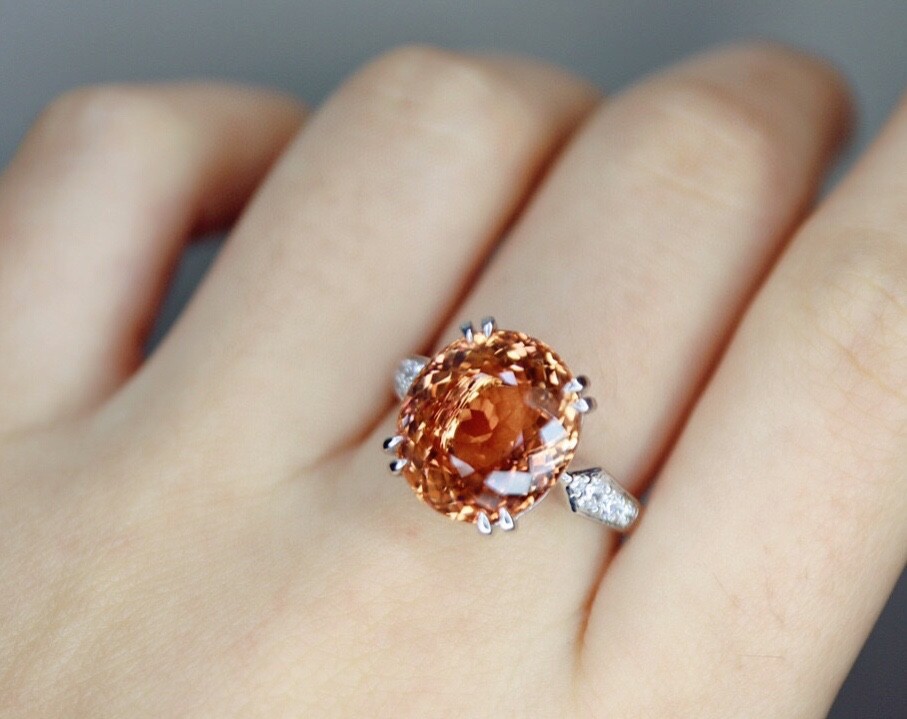 85ct 3.7g天然黄碧玺戒指