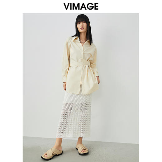 VIMAGE纬漫纪春季新款时尚包臀过膝镂空针织半身裙女半裙V1701303 商品图4