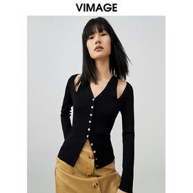 VIMAGE纬漫纪春季新款时尚个性显瘦针织衫女V1701304