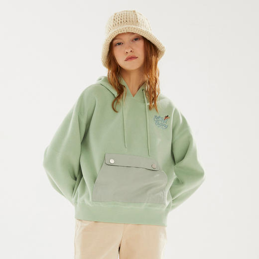 ELAND衣恋2022新款温柔短款小个子连帽加绒加厚宽松卫衣女EEMTB4VC2M 商品图5