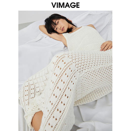 VIMAGE纬漫纪春季气质温柔显瘦镂空飞袖针织连衣裙V1701317 商品图0