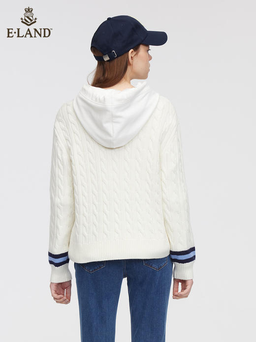 ELAND衣恋学院风柯基徽章V领毛衣EEKWC11H1C 商品图1