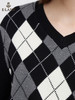 ELAND衣恋简约黑白菱纹V菱针织毛衣EEKWC12H3B 商品缩略图3