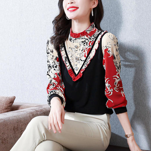 MZ 117901假两件拼接针织衫 商品图0