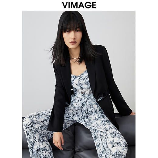 VIMAGE纬漫纪春季新款时尚独特百搭显瘦干练西装外套女V1703308 商品图0