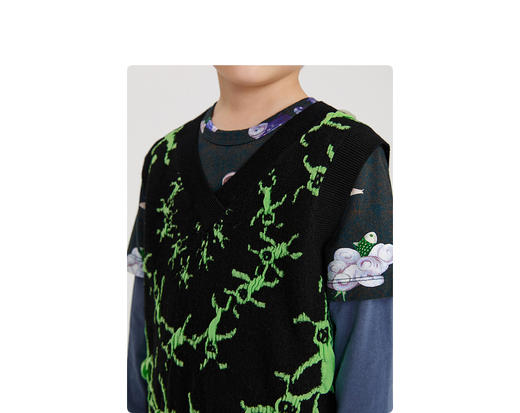 江南布衣童装22春装新款男女童宽松毛衫背心1MB300180 商品图3